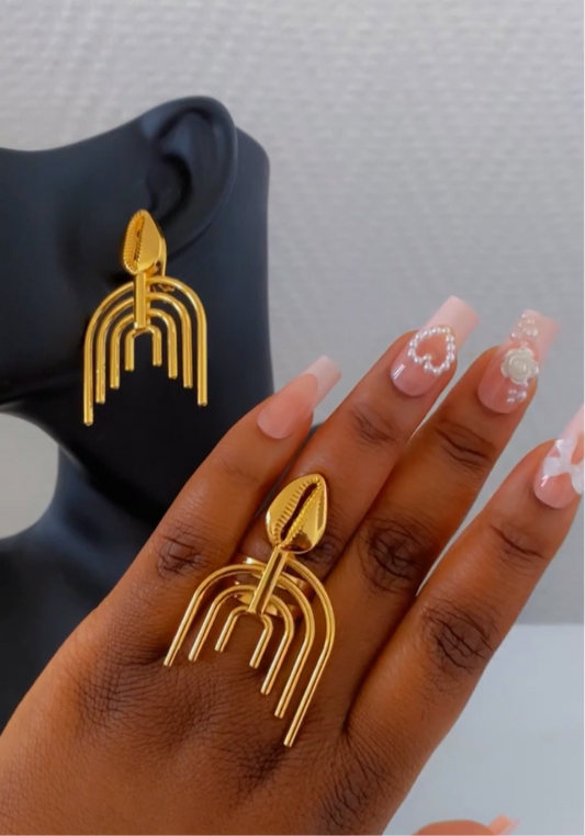 Ensemble boucles d’oreilles et bague